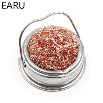 

Desoldering Soldering Iron Mesh Filter Cleaning Nozzle Tip Clean Cleaner Dross Cleaning Copper Wire Ball Tin Remove Steel Box