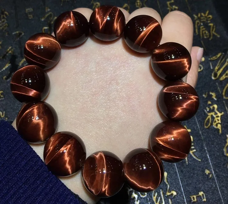 Натуральные красные браслеты с тигровым глазом, растягивающиеся драгоценные камни, 10 мм, 12 мм, 14 мм, 16 мм, 18 мм, 20 мм, большие круглые бусины, браслет, ааааа