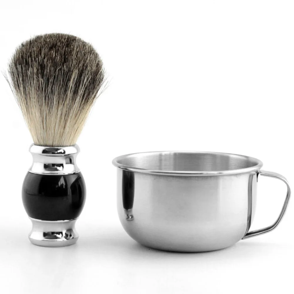 2018 New Bowl Shaving Shaving Brush Kit Stainless Steel Shaving Mug Set