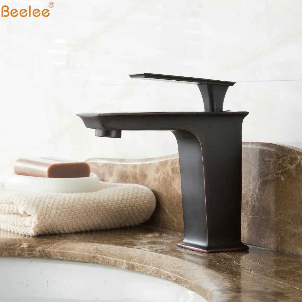 

Beelee Bathroom Sink Tap Cold and Hot Single Handle One Hole Lavatory Basin Mixer Faucet Oil Rubbed Bronze