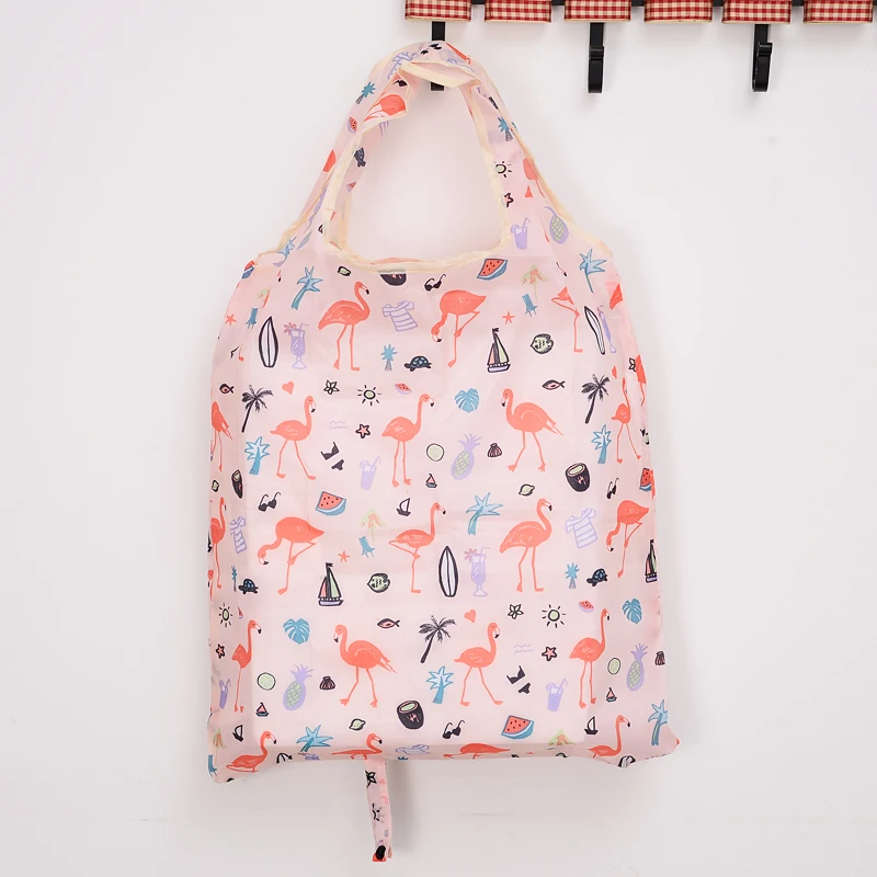 

Flaming bag polyester Foldable Recycle Shopping Bag Eco Reusable Tote Bag Cartoon Floral Fruit Vegetable Grocery