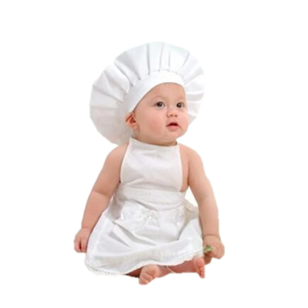 Cute Baby Cook Costume Photo Photography Prop Newborn Infant Hat Apron Chef Clothes Props for Kids White Photos | Детская одежда и