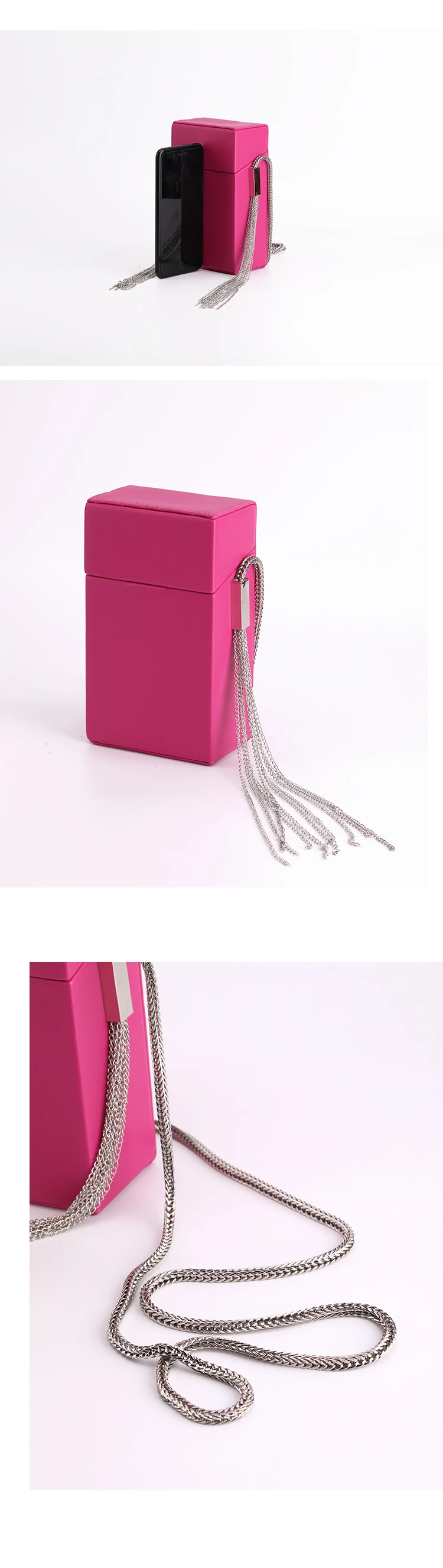 Роскошный простой серебряный браслет с кисточками, из искусственной кожи Мини ящик дизайн Для женщин сумка через плечо сумка-тоут вечерние клатч сумочка на цепочке Женская сумочка с клапаном