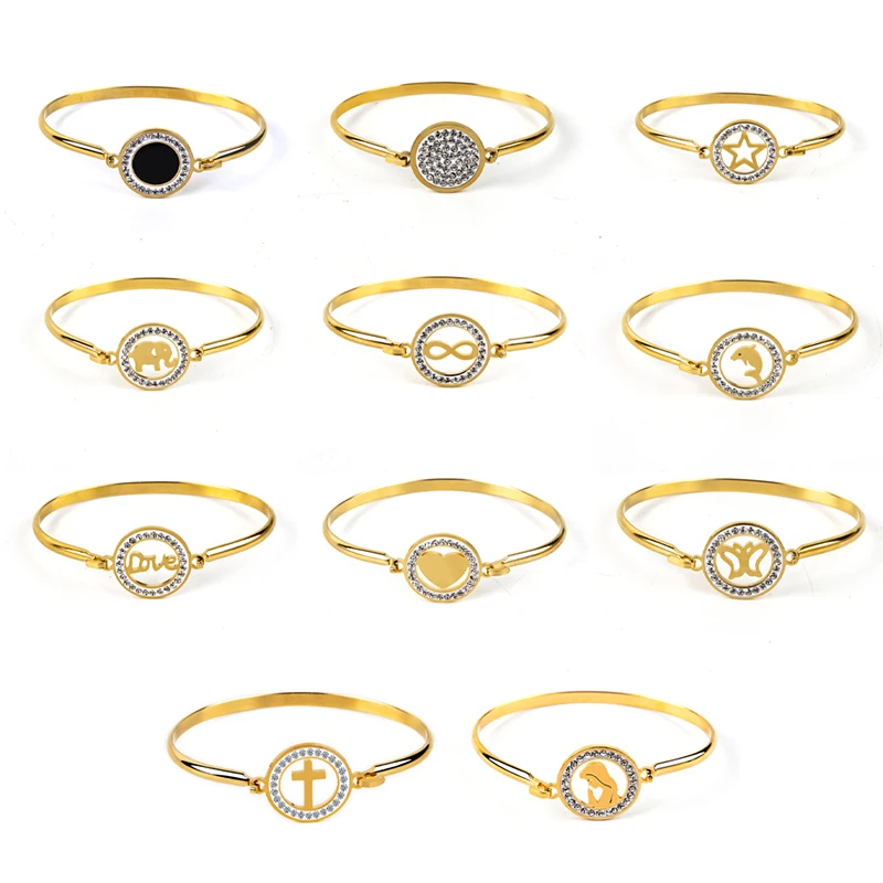 

BOBIGIULAI Brand Gold Stainless Steel Bracelets for Women Bangles Everyday Jewellery Charm Bracelet Femme Wedding Gifts 11 Style