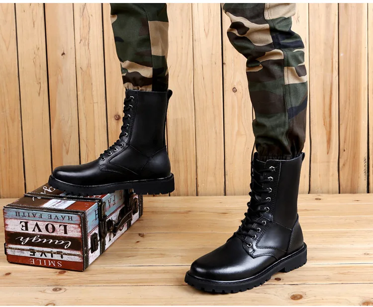 Merkmak/мужские мотоциклетные ботинки из натуральной кожи; военные зимние ботинки с мехом; Повседневная прогулочная обувь для верховой езды; большой размер 50; botas hombre
