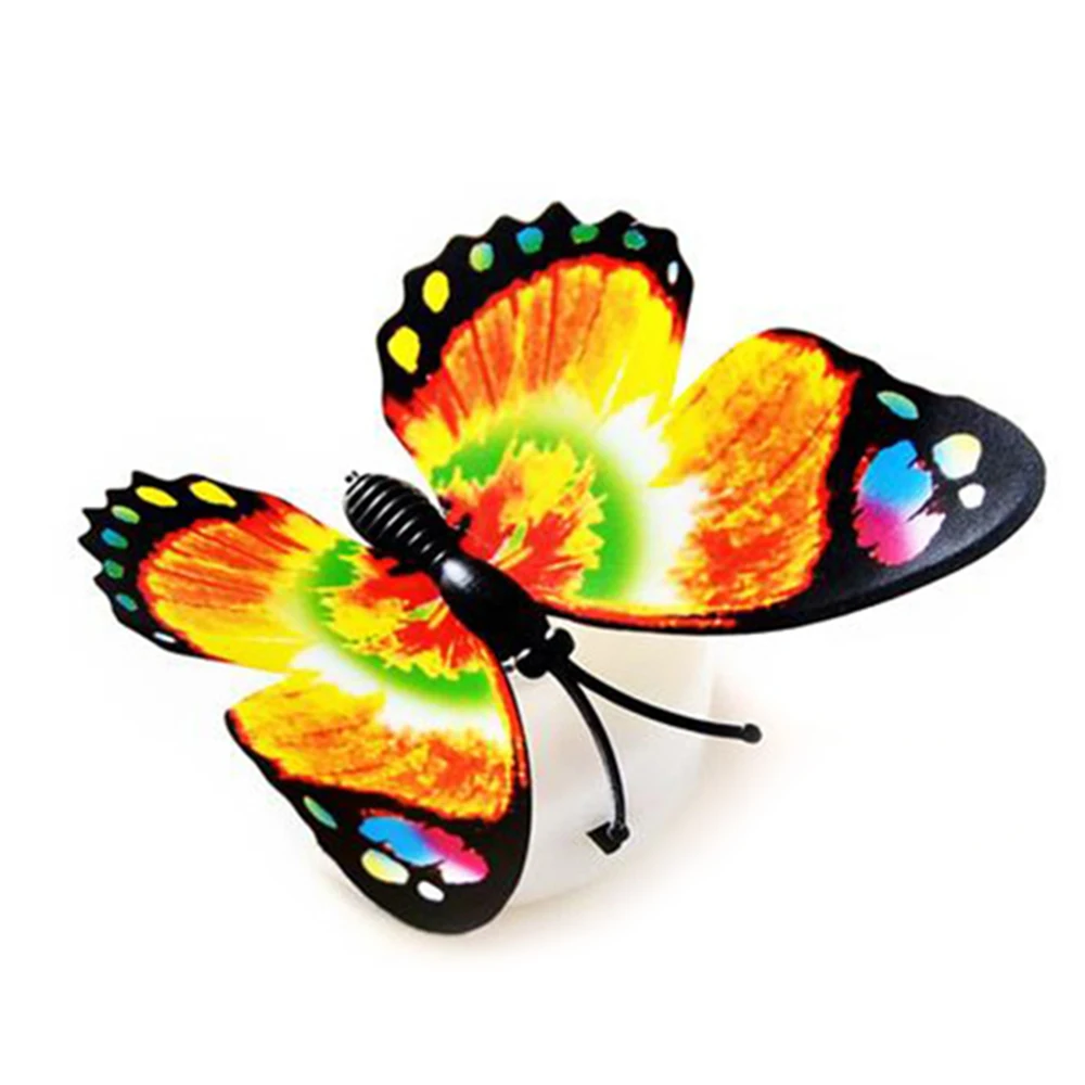 Креативный цветной светодиодный ночник с бабочкой для дома, спальни, декоративный настенный светодиодный ночник, цвет случайный