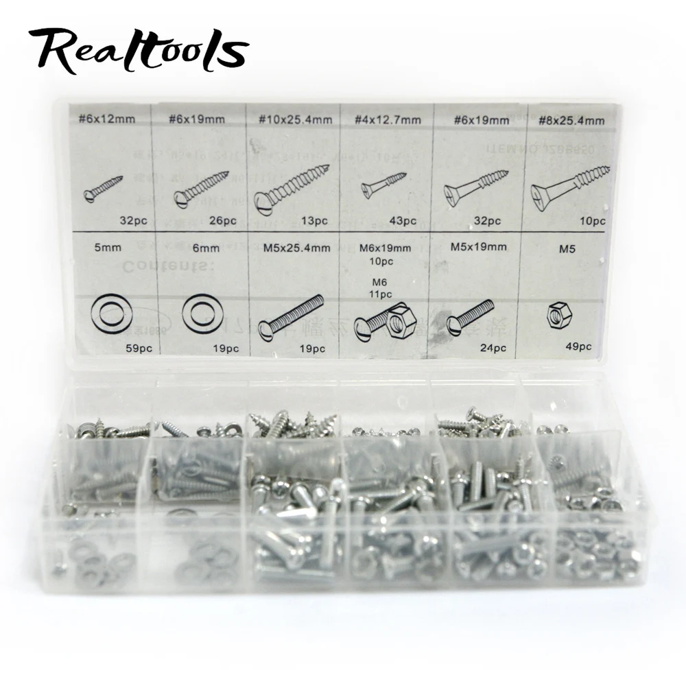 Hot 347PCS Metric Screw Flat Washer Kit Carbon Steel Nut & Bolt Sets