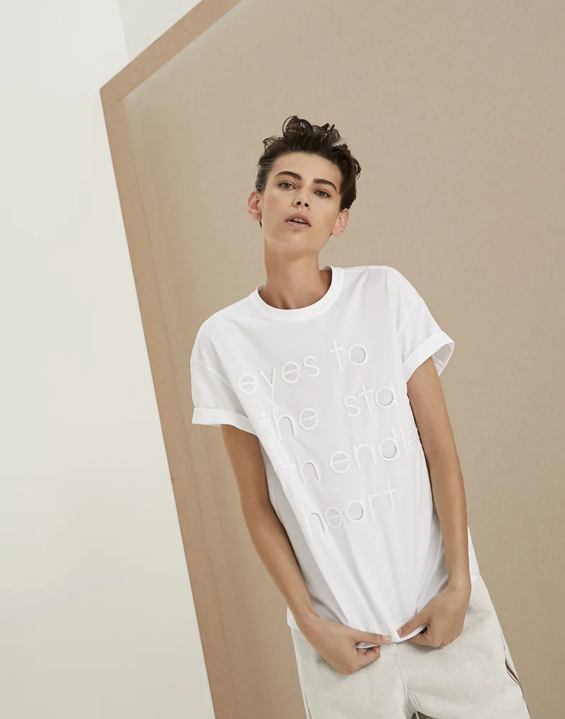 

PIXY Harajuku Embroidery Letter Grey T Shirt Summer Short Sleeve Tee Shirts Casual White Pullover Women Tops Ladies Clothes cdg