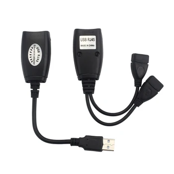 

RJ45 Network Extension Cable USB Adapter Up To 50M Lenght+RJ45 To 2-Port USB HUB