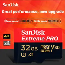 Free shipping SanDisk Extreme Pro microSDHC/XC Memory Card micro SD Card TF Card 100MB/s 32GB 64GB 128GB Class10 U3 A1 V30