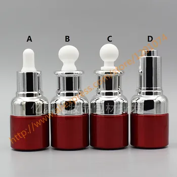 

20ml red Glass Essential Oil Bottle With shiny silver dropper lid or press cover.Oil vial.cosmetic essential oil container