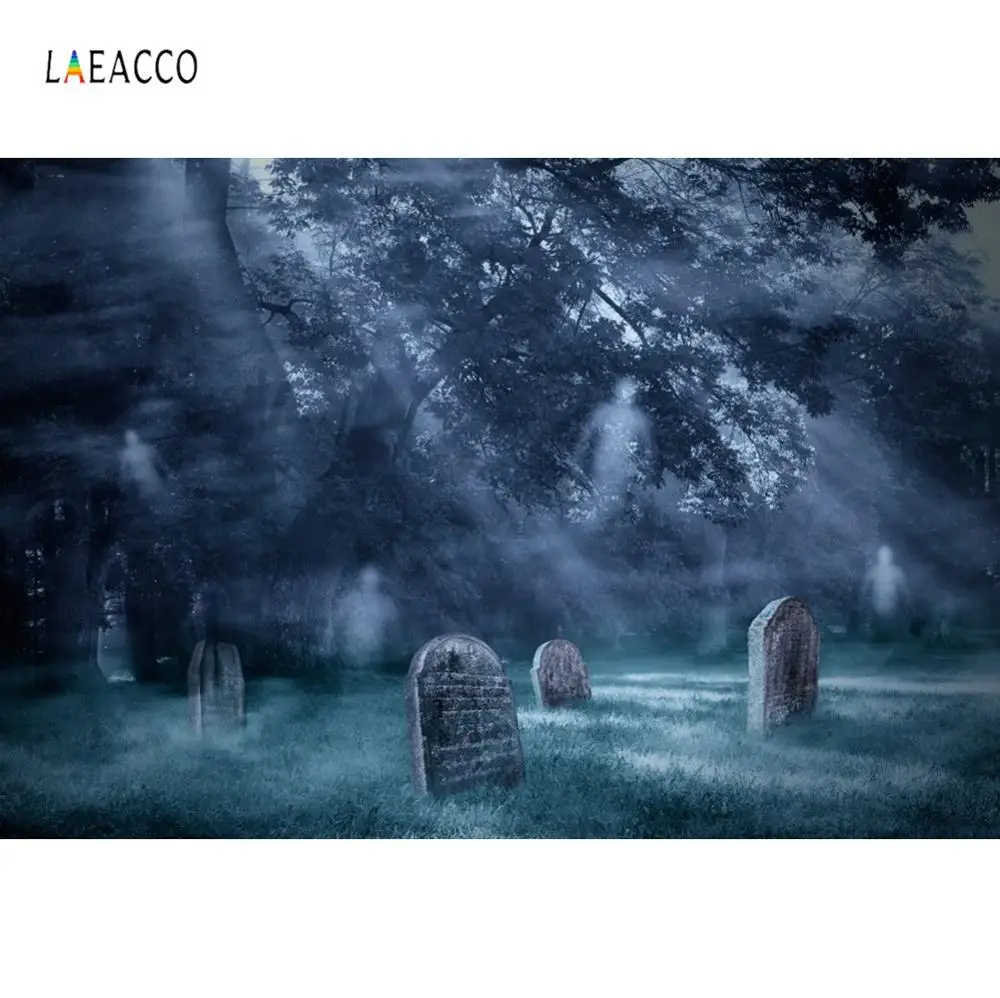 

Laeacco Halloween Backdrops For Photography Dark Night Tomb Ghost Forest Tree Photography Backgrounds Photocall Photo Studio