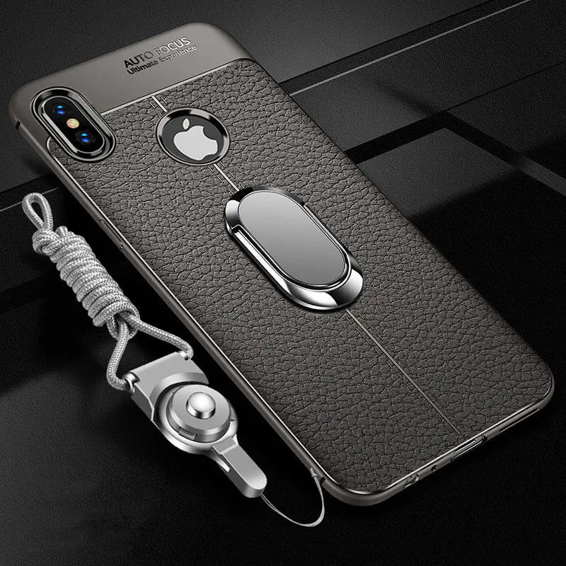 Soft Silicone Back cover for iPhone 11 X XR XS Max Pro With Magnetic Car Holder Case for iPhone 11 7 8 6 6S Plus 5 5S SE phone - Цвет: Серый