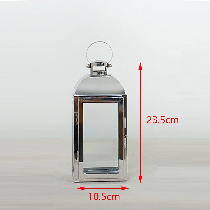 M Stainless steel Nordic Lantern Candle Holder Rose Gold Stainless steel Candlestick Glass wind lamp candle holder Home Party Decoration Gift - Цвет: M Stainless steel