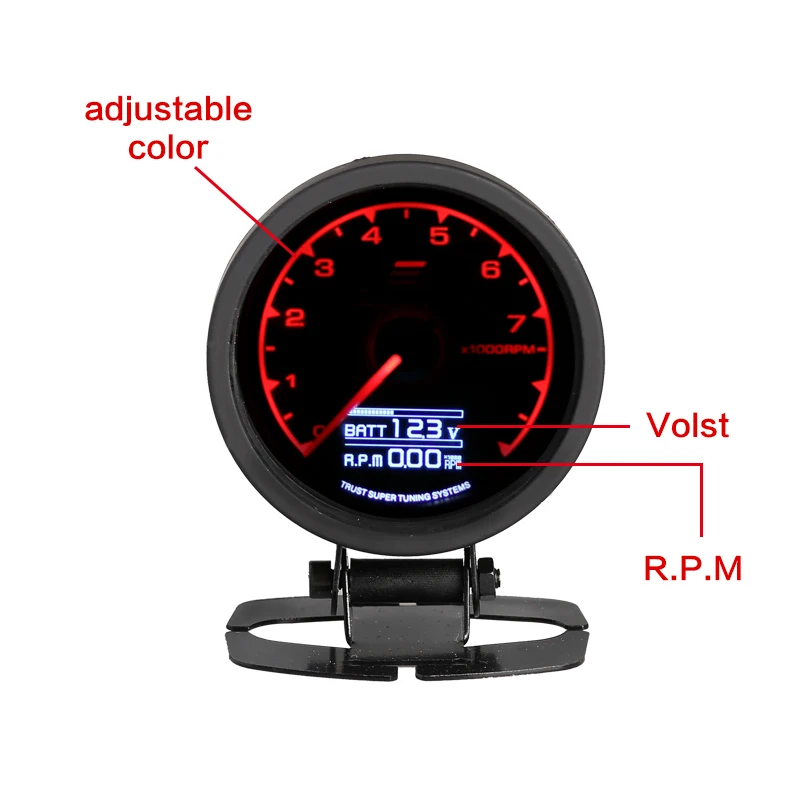 Niversal Спидометр оборотов в минуту Тахометр geddi 7 светлый цветной ЖК-дисплей с измерителем напряжения 62 мм 2,5 дюйма
