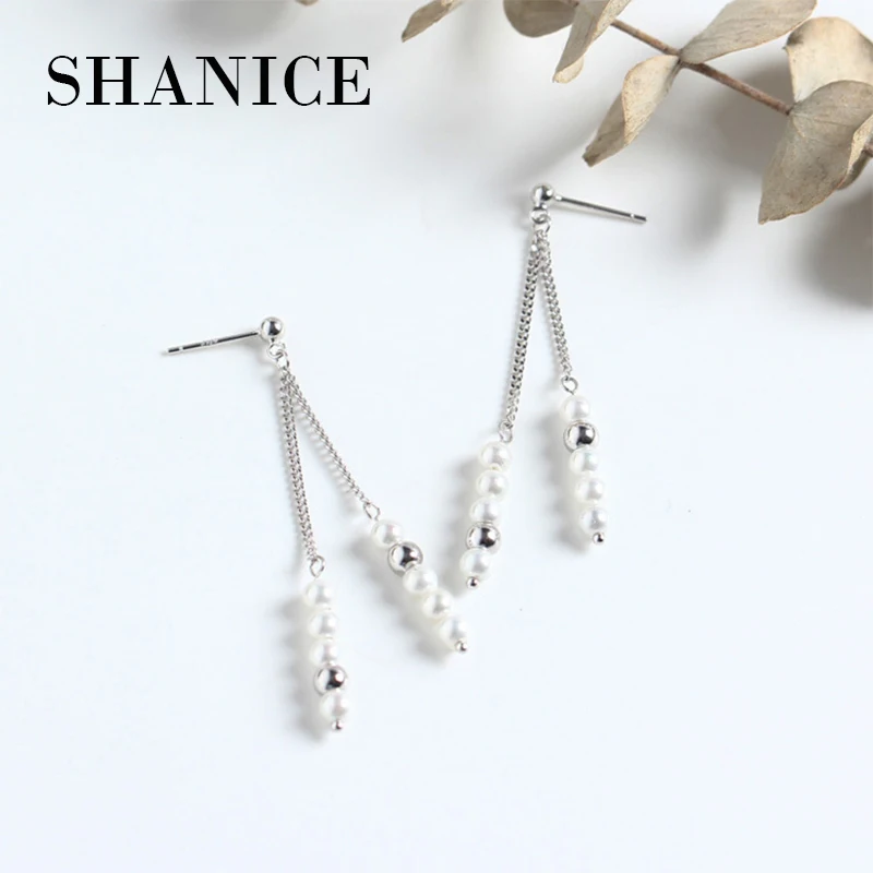 

SHANICE New 925 Sterling Silver Pearl Earrings for Women Fashion Jewelry Tassel Dangling Earrings Drop Women's Long Hanging