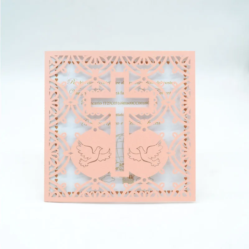 Полый лазерный разрез крест картонная визитная карточка Свадьба крещение ребенок душ поздравительная открытка