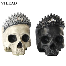 VILEAD 6.7'' Resin Black White Skull Figurines Queen of Skull Model Skull Queen Ornament Crafts Home Decor Souvenirs Gifts