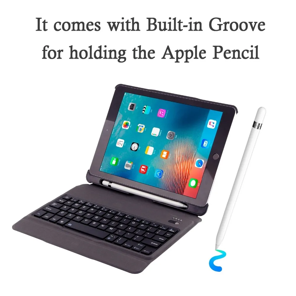 Чехол для iPad 6th 9,7 дюймов, съемная клавиатура с держателем для карандашей, подставка, кожаный чехол для iPad 9,7, чехол с клавиатурой A1893 A1954