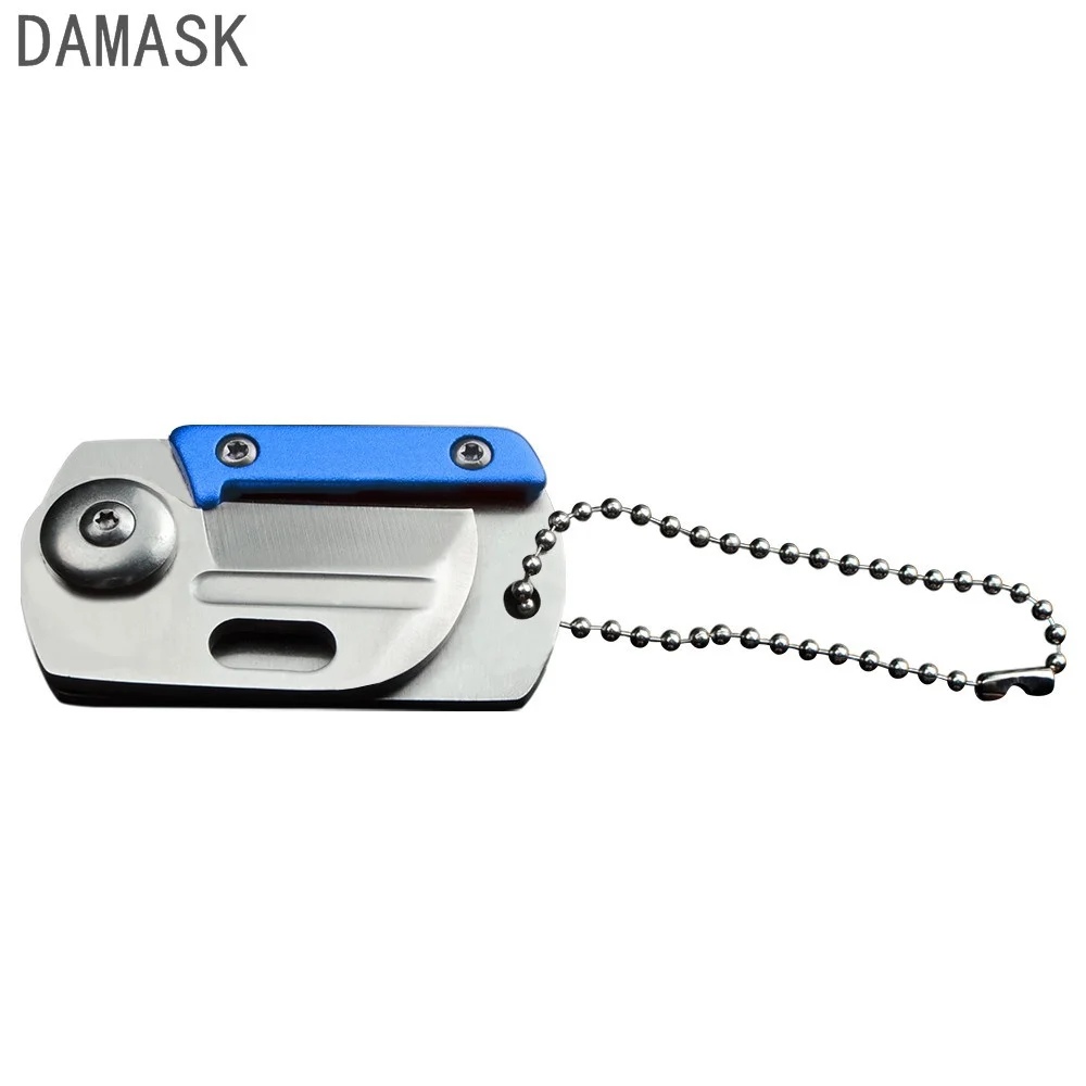 DAMASK Mini Pocket Keychain Knife Stainless Steel Dog Tag Knife Portable Outdoor Camping Knife