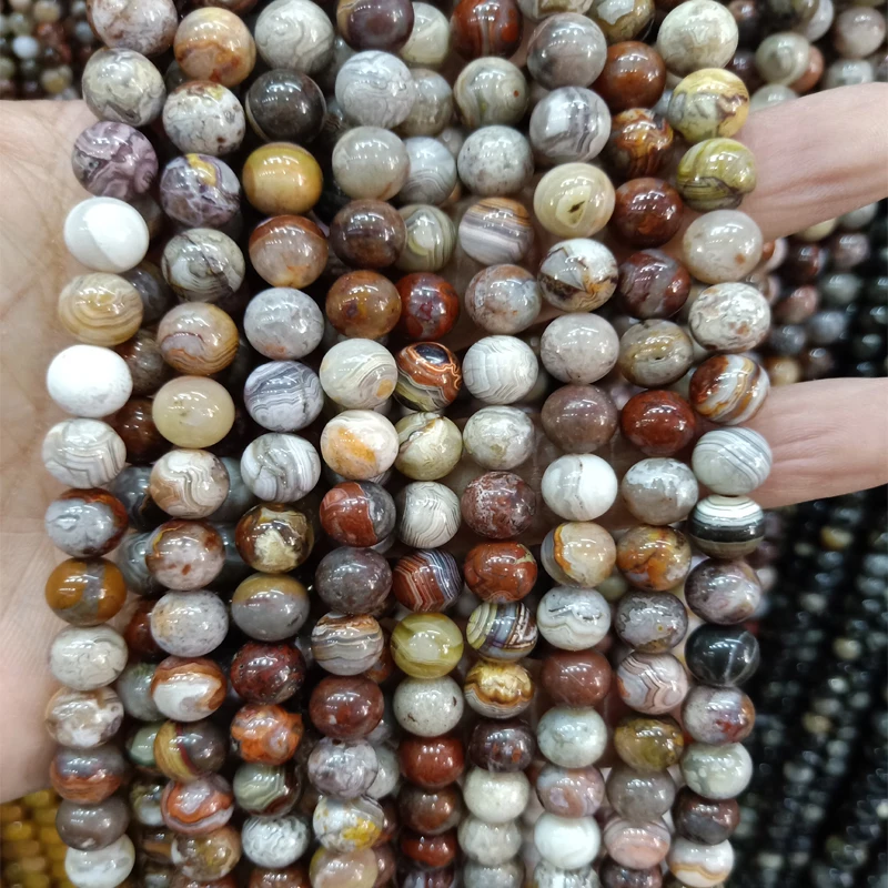 

(Free Shipping) 1Strand 8mm Mexico Crazy Lace Agates Round Loose Bead 15.5 inch yl1932503