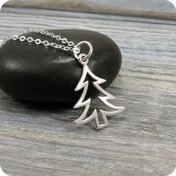 

10PCS Simple Christmas Tree Necklace Tiny Pine Tree Necklace Life Family Acorn Oak Tree Leaf Necklaces Cute Island Plant Gifts