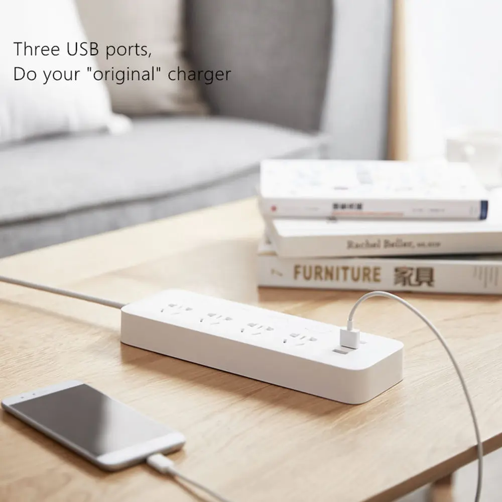 Оригинальный удлинитель для розетки Xiaomi Mijia с переключателем управления 3 порта