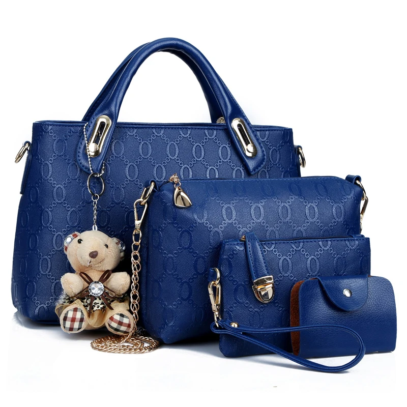 

4 Pcs/Set Brand Women Tote Bags Designer Handbags Summer Bags Set Top-handle PU Leather Shoulder Bags Women Bag Female Purse