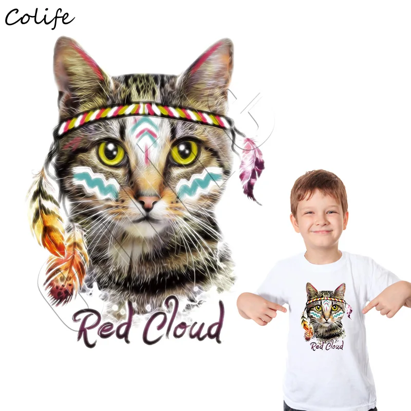 

Red Cloud Cat Iron On Heat Transfer Patches Cute Animal Vinyl Patch Washable Badges Patch For T-Shirt Handmade Decoration