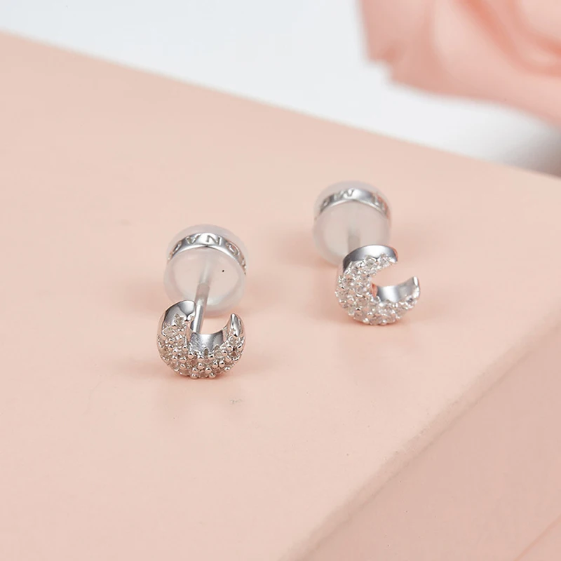 [MeiBaPJ] Модные простые личность луна серьги гвоздики натуральная 925 пробы серебряные серьги ювелирные изделия для Для женщин 3 цвета