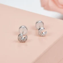 [MeiBaPJ] Модные простые личность луна серьги гвоздики натуральная 925 пробы серебряные серьги ювелирные изделия для Для женщин 3 цвета