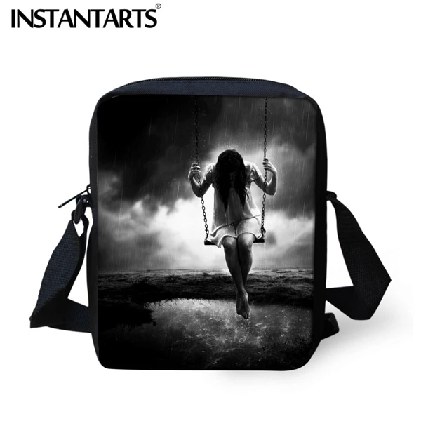 INSTANTARTS Прохладный темный готический стиль печать сумка через плечо брендовая Дизайнерская Дорожная Повседневная сумка-мессенджер подростковые сумки на плечо - Цвет: HM7298E