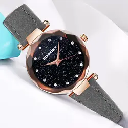 Gogoey 2018 Для женщин часы браслет личность Романтический звёздное небо наручные часы кожи со стразами дизайнерские женские часы