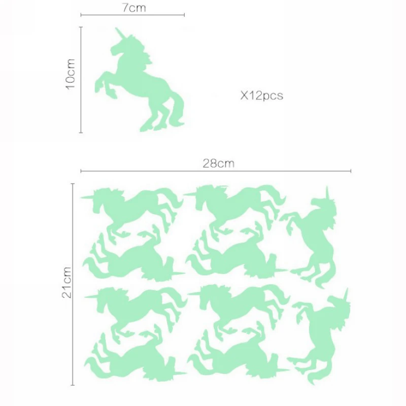 Cartoon Unicorn Luminous Wall Sticker DIY Removable Fluorescent Vinyl Decals Home Bedroom Decor Glow In the Dark Poster