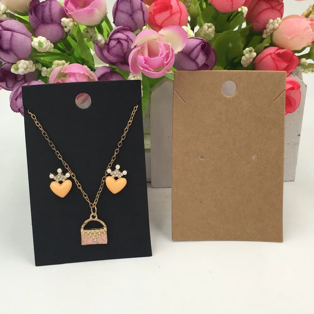 Cartão para Pingente Lote Kraft Colar Cartões & Brincos Embalagem Display Jóias Preço Tags 200 Pçs - 8.4x5.5cm 1 Display e embalagem p joias