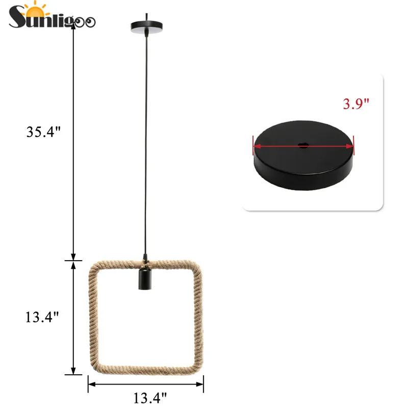 Sunligoo Европейский ретро стиль черный металл с пеньковой веревкой птичья клетка Алмазная Пирамида Форма Потолочный подвесной светильник абажуры 1 шт
