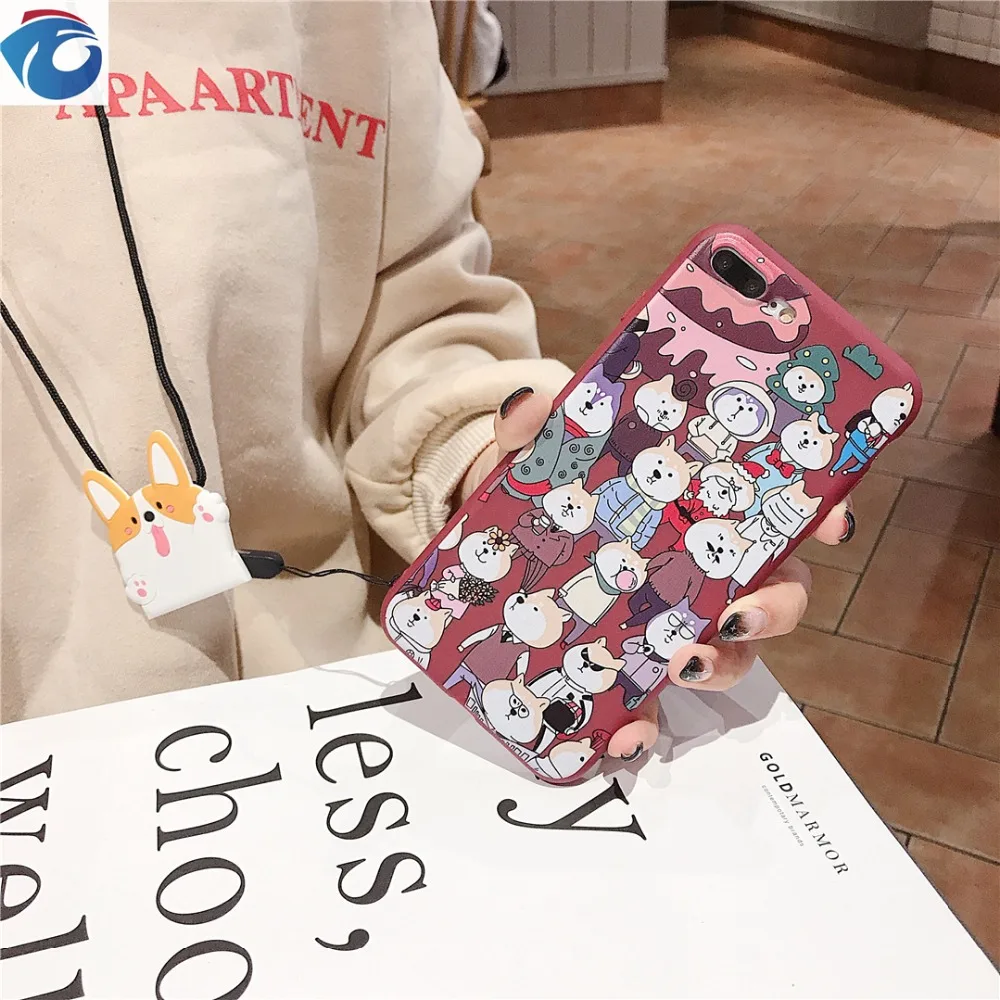Cute puppy shell For iPhone 6S 7S 7Plus 7Plus 8 Plus XRXS MaxProject Soft shell airbag bracket   TPU Protection Anti-fall Phone case9