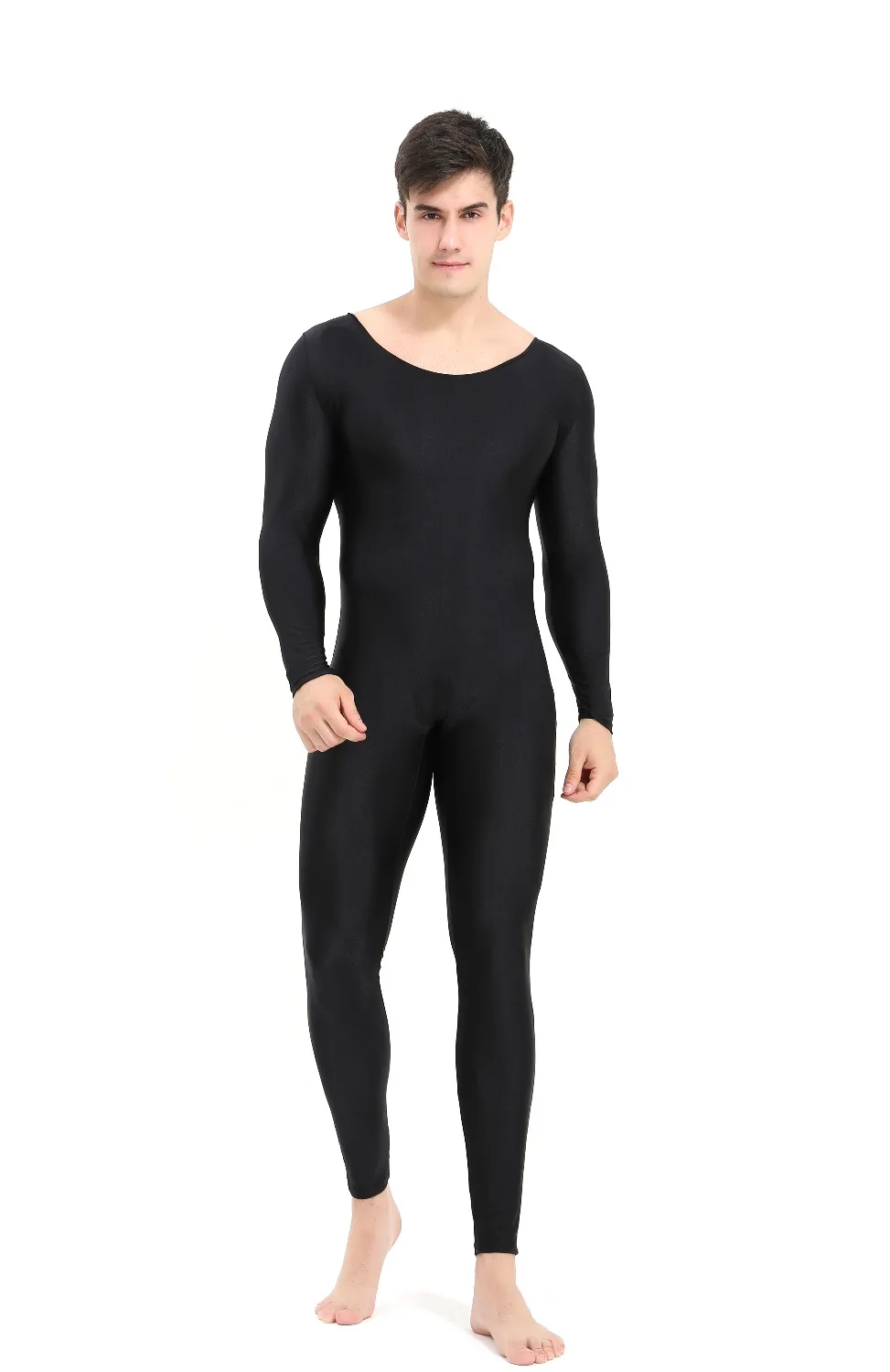 Adult Men bodysuit Solid High Elastic Jumpsuit Ballet Dance stage