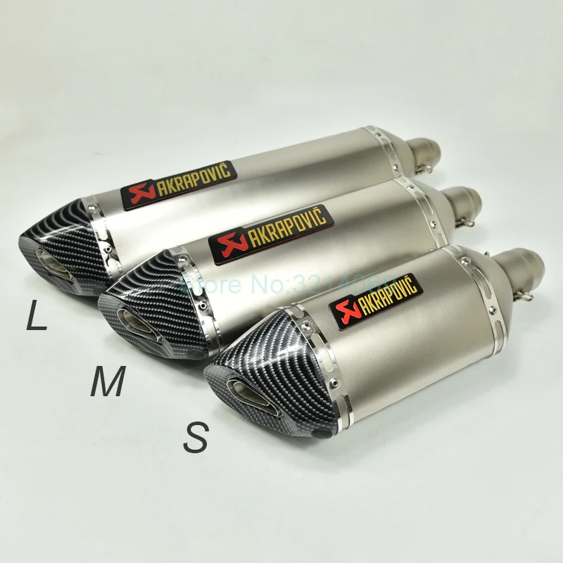 

Slip-on For Yamaha Kawasaki Honda Aprilia Motorcycle Akrapovic Exhaust Muffler System 570mm 470mm 370mm Stainless Steel Silencer