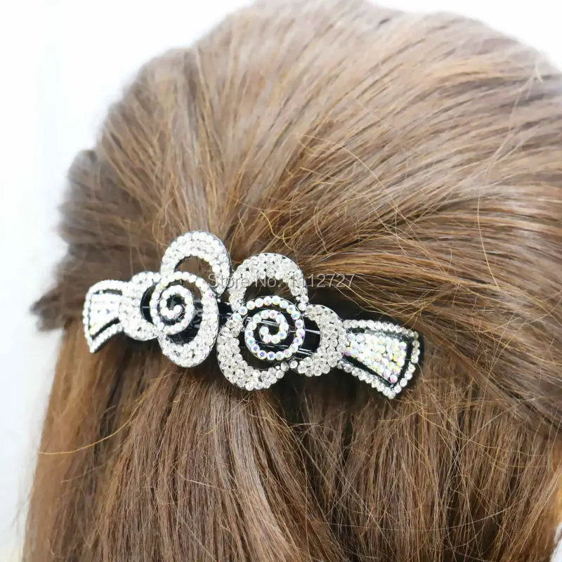 

34*93mm Bridal Wedding Headdress Headband Flowers Rhinestone Headpiece Head Bands For women Girls Bows Crystal Bowknot Ornaments