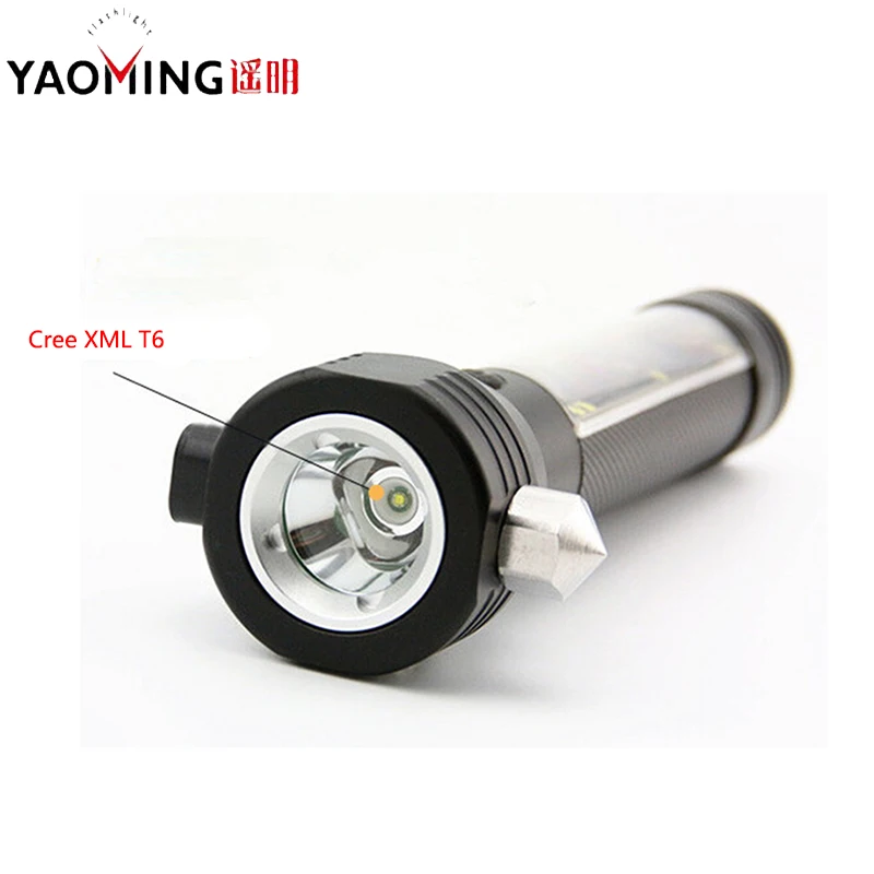 4000LM Rechargeable Multifunction Emergency Torch Lights USB Power Bank Led Solar Flashlight With Safety Hammer Compass Magnet