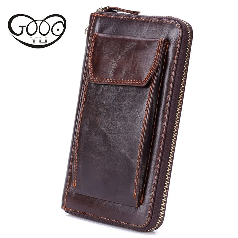 

Men long section of the hand bag head cowhide wallet package business phone package Japanese and Korean version of long fashion