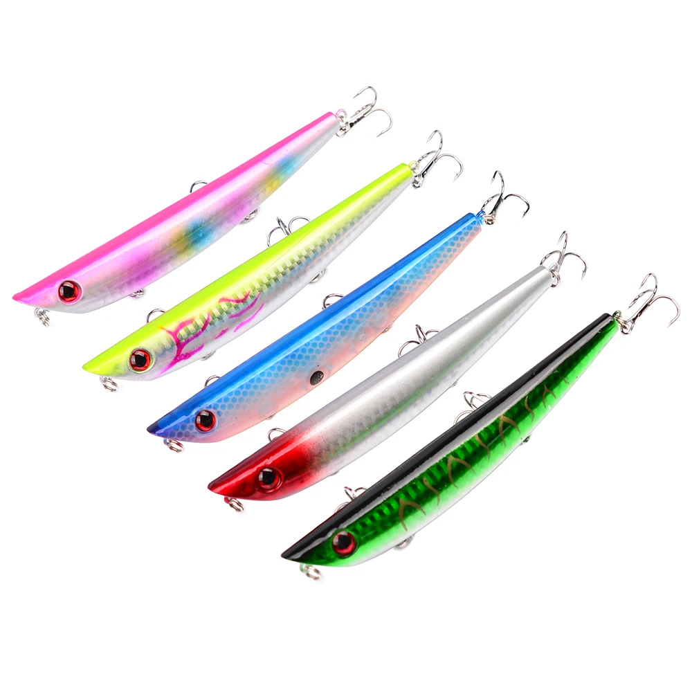 14cm 17.07g 1pc Popper Fishing Lure Hard Bait 5 Colors Fishing Tackle with 6 High Carbon Hook