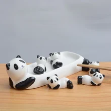 1 Набор в форме милой панды/собаки/кошки керамические палочки для еды держатель ложка и вилки палочки для еды подставка рамка художественное ремесло кухонные аксессуары