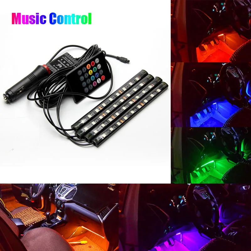 Magic ColorM 4 шт. автомобильный RGB светодиодный светильник с пультом управления