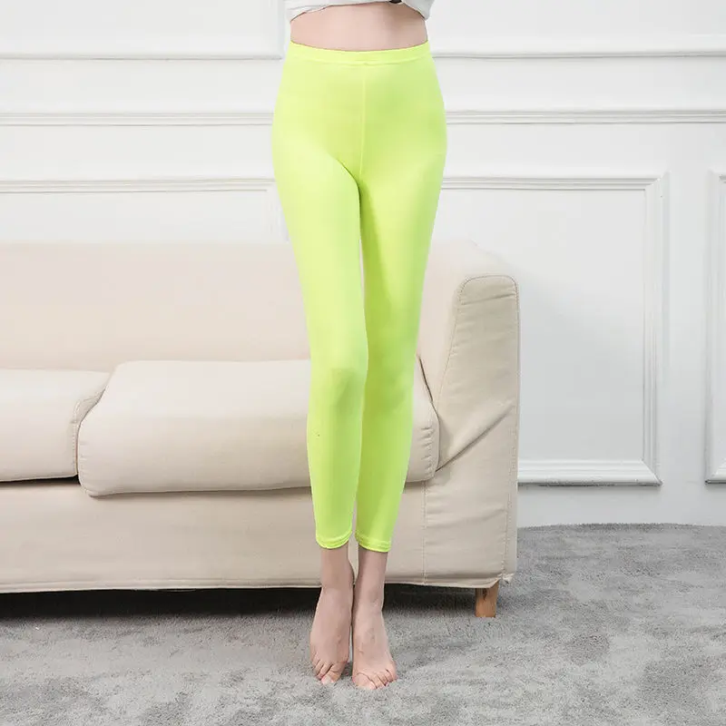 INDJXND Neon Stretch Leggings White High Waist Women Push Up High Waist Female Skinny Pencil Pants Candy Color Summer Leggings leggings