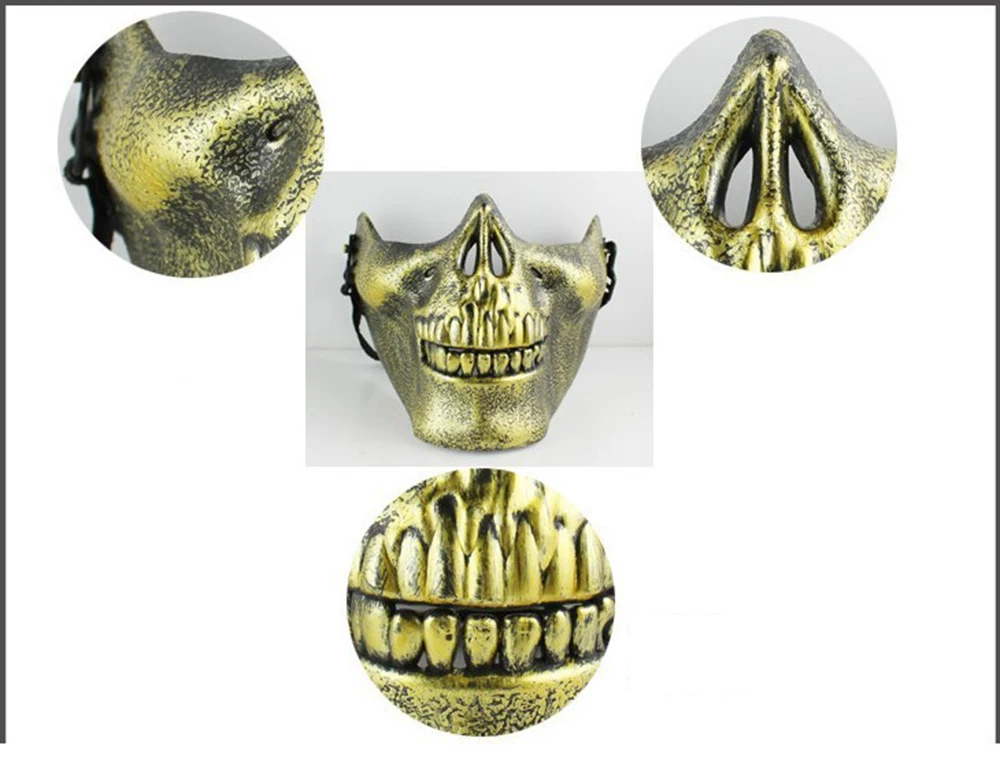 Halloween Horror Half Chin Plastic Face Shield Human Skull Mask