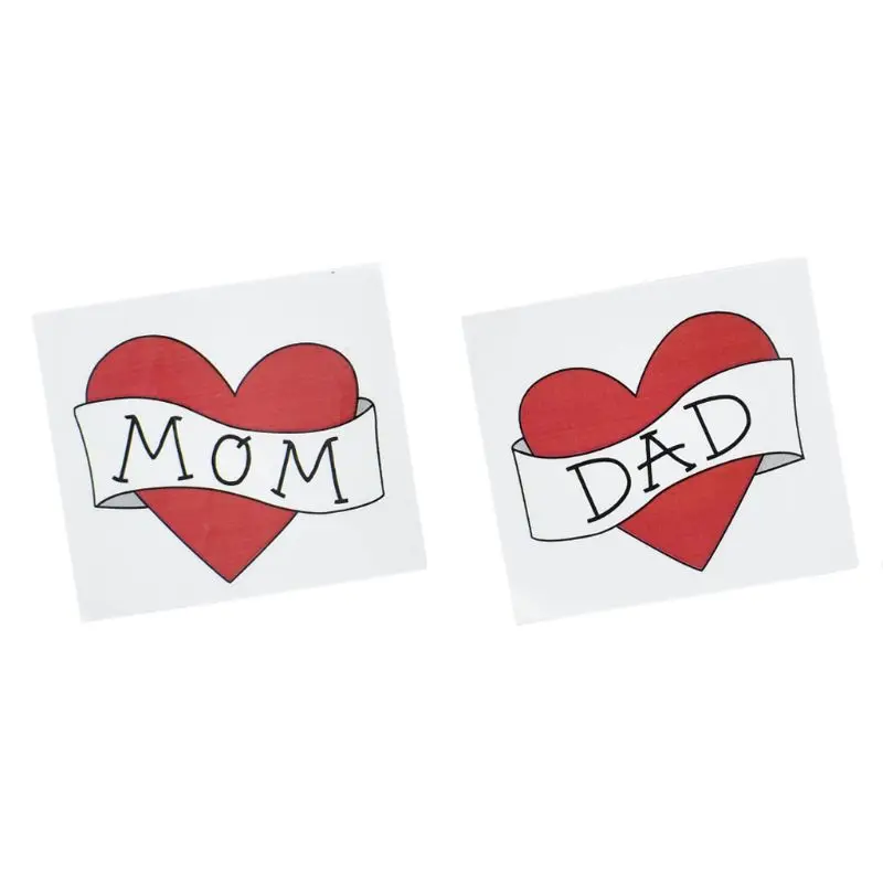 

Waterproof Removable Temporary Tattoo Sticker Red Heart Love Dad/Mom Kids Boys Girls Fake Tattoos Child Baby Photography Prop