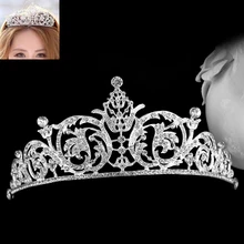 Fashion Crystal Jewelry Rhinestone Silver Plated Bridal Tiara Crown Wedding Hair Accessories Gorgeous Bride Princess Headwear