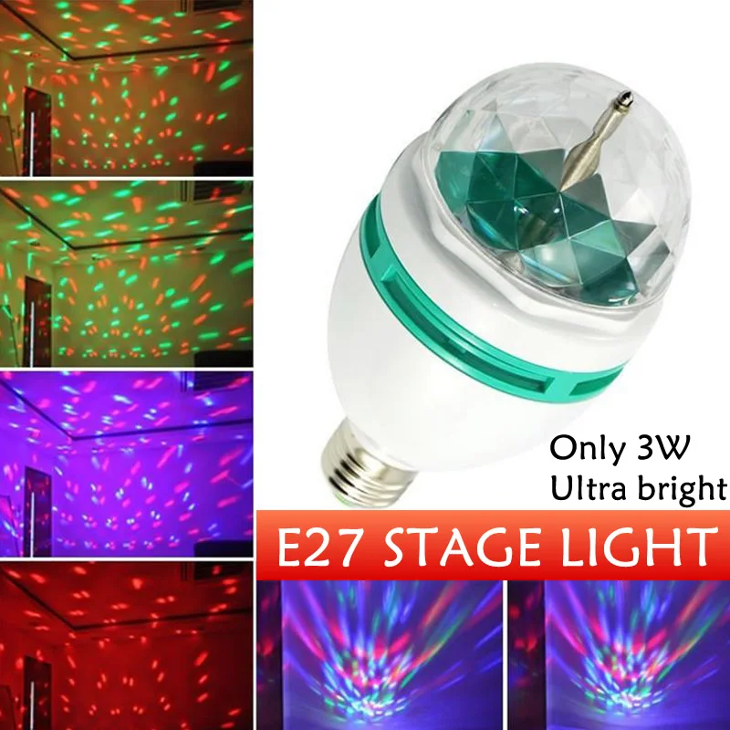 

E27 LED 3W RGB Stage Lighting Effect LED Auto Rotating Holiday Lamp 85V-265V Disco DJ Party Holiday Dance Christmas Lighting